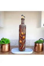 Altın Yaldız Detaylı Antik Antik Eskitme El yapımı Yağdanlık, Sosluk, Sirkelik, Mutfak Tasarımı, Ev - Görsel 5