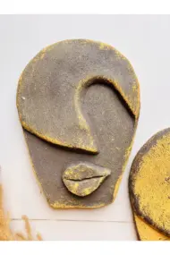 Soyut Tasarım El Yapımı Duvar Dekoru Renkli Taş Maske BÜYÜK 3'lü Set, Dekor Mask, 3D Duvar Heykeli - Görsel 5