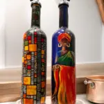 Afro Kadın ve Mozaik Desenli Özel Tasarım Yağdanlık-Sirkelik Sosluk Seti- Ev ve Mutfak Dekor