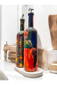 Afro Kadın ve Mozaik Desenli Özel Tasarım Yağdanlık-Sirkelik Sosluk Seti- Ev ve Mutfak Dekor - Görsel 3