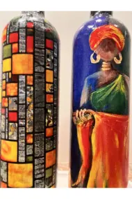 Afro Kadın ve Mozaik Desenli Özel Tasarım Yağdanlık-Sirkelik Sosluk Seti- Ev ve Mutfak Dekor - Görsel 5