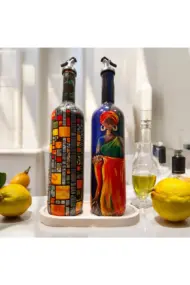 Afro Kadın ve Mozaik Desenli Özel Tasarım Yağdanlık-Sirkelik Sosluk Seti- Ev ve Mutfak Dekor - Görsel 8