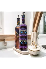 Afrikalı Kadın ve Geometrik Desenli Özel Tasarım Yağdanlık-Sirkelik Sosluk Seti- Ev ve Mutfak Dekor - Görsel 4