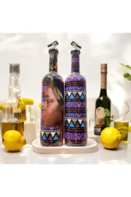 Afrikalı Kadın ve Geometrik Desenli Özel Tasarım Yağdanlık-Sirkelik Sosluk Seti- Ev ve Mutfak Dekor - Görsel 6