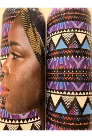 Afrikalı Kadın ve Geometrik Desenli Özel Tasarım Yağdanlık-Sirkelik Sosluk Seti- Ev ve Mutfak Dekor - Görsel 7