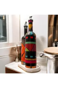 Kadın Portresi ve Geometrik Desenli Özel Tasarım Yağdanlık-Sirkelik Sosluk Seti- Ev ve Mutfak Dekor - Görsel 3