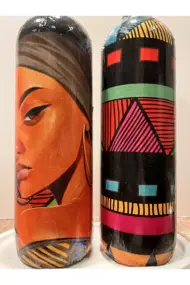 Kadın Portresi ve Geometrik Desenli Özel Tasarım Yağdanlık-Sirkelik Sosluk Seti- Ev ve Mutfak Dekor - Görsel 8