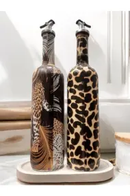 Leopar Desenli Zeytinyağı Sıvıyağ Şişesi Yağdanlık Yağlık, Sirkelik, Sosluk 2'li Set, Ev dekoru - Görsel 4