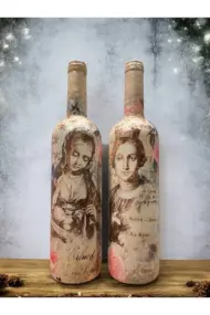 Meryem Ana ve İsa Figürlü El Yapımı Dekoratif Şarap Şişeleri, Ev Dekoru, Ev Aksesuarları, Noel ve y - Görsel 5