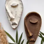 Özel Tasarım El Yapımı Heykel Soyut Yarım Yüz Maske 2'li Set, Duvar Dekor, Modern Ev ve Ofis Dekoru