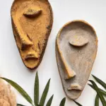 Özel Tasarım El Yapımı Heykel Soyut Yarım Yüz Maske 2'li Set, Duvar Dekor, Modern Ev ve Ofis Dekoru