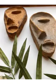 Özel Tasarım El Yapımı Heykel Soyut Yarım Yüz Maske 2'li Set, Duvar Dekor, Modern Ev ve Ofis Dekoru - Görsel 4