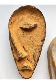 Özel Tasarım El Yapımı Heykel Soyut Yarım Yüz Maske 2'li Set, Duvar Dekor, Modern Ev ve Ofis Dekoru - Görsel 6