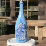 Mavi Boyalı Şans ve Bereket Simgesi Fatma'nın Eli Desenli Cam Şişe Sosluk-Yağdanlık, Mutfak Dekoru