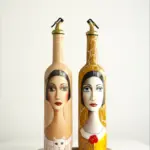 750 ml El Yapımı Çatlatma Desenli Cam Yağdanlık Seti – Kedi Figürlü , Mutfak Dekor