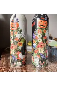El Boyaması Şarap Şişesi, Ev ve Mutfak Dekoru, Hediye Seçeneği, Halloween Dekorasyonu - Görsel 4