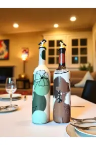 Küpeli Yerli Kadın ve Bohem Desenli Özel Tasarım Yağdanlık-Sirkelik Sosluk Seti- Ev ve Mutfak Dekoru - Görsel 5