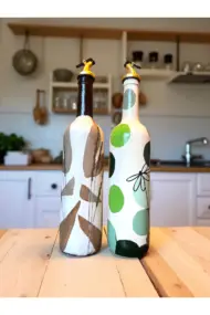 Küpeli Yerli Kadın ve Bohem Desenli Özel Tasarım Yağdanlık-Sirkelik Sosluk Seti- Ev ve Mutfak Dekoru - Görsel 7