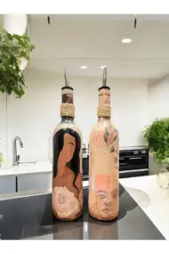 Soyut Kadın ve Bohem Desenli Özel Tasarım Yağdanlık-Sirkelik Sosluk Seti- Ev ve Mutfak Dekoru