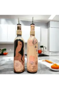 Soyut Kadın ve Bohem Desenli Özel Tasarım Yağdanlık-Sirkelik Sosluk Seti- Ev ve Mutfak Dekoru - Görsel 2