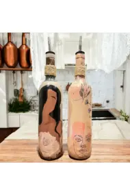 Soyut Kadın ve Bohem Desenli Özel Tasarım Yağdanlık-Sirkelik Sosluk Seti- Ev ve Mutfak Dekoru - Görsel 7