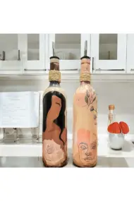 Soyut Kadın ve Bohem Desenli Özel Tasarım Yağdanlık-Sirkelik Sosluk Seti- Ev ve Mutfak Dekoru - Görsel 8