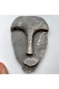 El Yapımı Taş Heykel Soyut Yüz Maske 3'li Set, Duvar Dekor, Modern Ev ve Ofis Dekoru - Görsel 5