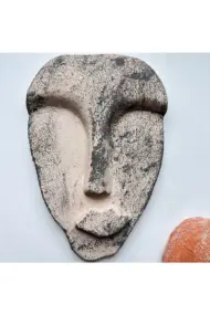 El Yapımı Taş Heykel Soyut Yüz Maske 3'li Set, Duvar Dekor, Modern Ev ve Ofis Dekoru - Görsel 6