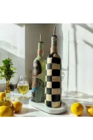 Kadın Desenli ve Kareli 750 ml Zeytinyağı Sıvıyağ Şişesi Yağdanlık Yağlık Sirkelik Sosluk 2'li Set - Görsel 3