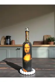El Yapımı Mona Lisa Desenli 750ml Cam Yağdanlık, Sosluk, Sunumluk, Mutfak Dekorasyon - Görsel 8
