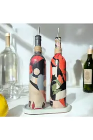 Yerli Kadın Desenli Yağdanlık Seti, Sosluk ve Sirkelik Seti, 750 ml Zeytinyağı Sıvıyağ Şişesi Set - Görsel 2