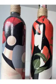 Yerli Kadın Desenli Yağdanlık Seti, Sosluk ve Sirkelik Seti, 750 ml Zeytinyağı Sıvıyağ Şişesi Set - Görsel 5