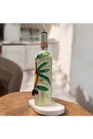 El yapımı Kabartma Kil Uygulamalı Zeytin ve Limon Desenli Cam Şişe Sirkelik-Yağdanlık, Mutfak dekor - Görsel 4