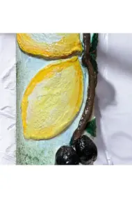 El yapımı Kabartma Kil Uygulamalı Zeytin ve Limon Desenli Cam Şişe Sirkelik-Yağdanlık, Mutfak dekor - Görsel 5