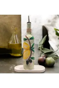 El yapımı Kabartma Kil Uygulamalı Zeytin ve Limon Desenli Cam Şişe Sirkelik-Yağdanlık, Mutfak dekor - Görsel 8