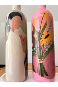 Yerli Kadın ve Pembe Çiçek Motifli Özel Tasarım Yağdanlık-Sirkelik Sosluk Seti Ev-Mutfak Dekoru - Görsel 5