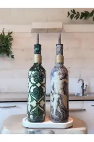 Özel Tasarım Zeus Antik Yunan Motifli Özel Tasarım Yağdanlık-Sirkelik Sosluk Seti Ev-Mutfak Dekoru