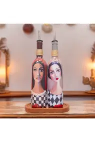 El Yapımı Ekoseli Kadın 750 ml Zeytinyağı Sıvıyağ Şişesi Yağdanlık Yağlık Sirkelik Sosluk 2'li Set - Görsel 2