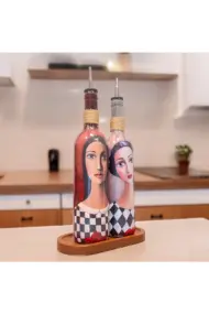 El Yapımı Ekoseli Kadın 750 ml Zeytinyağı Sıvıyağ Şişesi Yağdanlık Yağlık Sirkelik Sosluk 2'li Set - Görsel 4