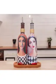 El Yapımı Ekoseli Kadın 750 ml Zeytinyağı Sıvıyağ Şişesi Yağdanlık Yağlık Sirkelik Sosluk 2'li Set - Görsel 5