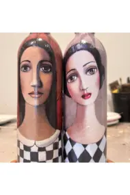 El Yapımı Ekoseli Kadın 750 ml Zeytinyağı Sıvıyağ Şişesi Yağdanlık Yağlık Sirkelik Sosluk 2'li Set - Görsel 6