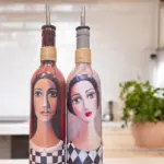 Özel Tasarım 750 ml Zeytinyağı Sıvıyağ Şişesi Yağdanlık Yağlık Sirkelik Sosluk 2'li Set, Dekor