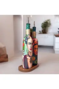 Özel Tasarım 750 ml Zeytinyağı Sıvıyağ Şişesi Yağdanlık Yağlık Sirkelik Sosluk 2'li Set, Dekor - Görsel 2