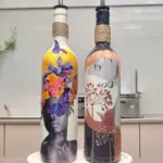 Renkli Kadın Tasarımlı 750 ml Zeytinyağı Sıvıyağ Şişesi Yağdanlık Yağlık Sirkelik Sosluk 2'li Set