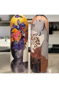 Renkli Kadın Tasarımlı 750 ml Zeytinyağı Sıvıyağ Şişesi Yağdanlık Yağlık Sirkelik Sosluk 2'li Set - Görsel 6