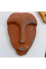 El Yapımı Taş Heykel Soyut Yüz Maske 3'li Set, Modern beton, eskitme taş görünümlü duvar dekor - Görsel 7