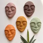 El Yapımı Duvar Dekor Heykelleri 5'li Set, Tasarım Duvar Maskları, Duvar Dekorasyonu