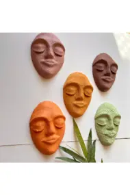 El Yapımı Duvar Dekor Heykelleri 5'li Set, Tasarım Duvar Maskları, Duvar Dekorasyonu - Görsel 2
