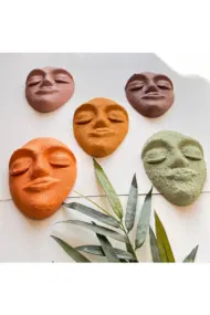 El Yapımı Duvar Dekor Heykelleri 5'li Set, Tasarım Duvar Maskları, Duvar Dekorasyonu - Görsel 4