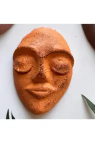 El Yapımı Yüz Heykeli Taş Duvar Dekoru 3'li Set, Modern Tasarım, Eskitme Taş Görünümlü Duvar Mask - Görsel 7